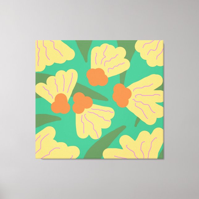 Retro Abstract Florals Canvas Print (Front)