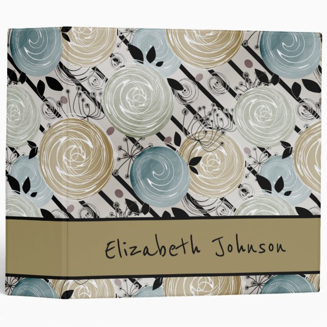 Retro, abstract flowers binder (Front/Spine)