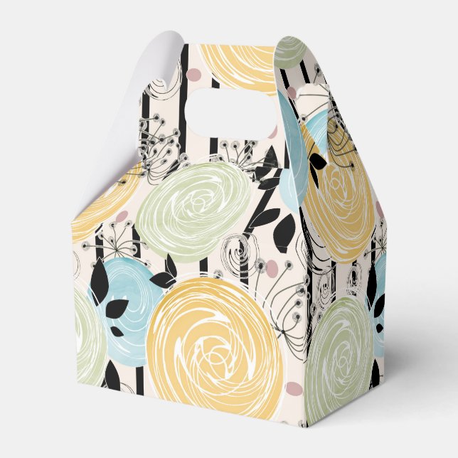 Retro, abstract flowers favor box (Back Side)