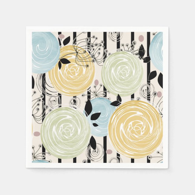 Retro, abstract flowers napkin (Front)