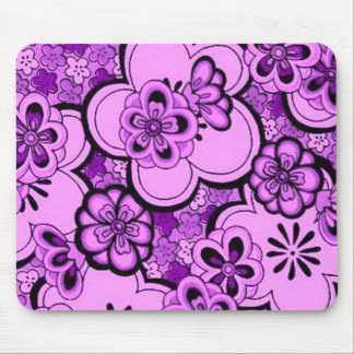 Retro Abstract Flowers Purple Amethyst Mousepad