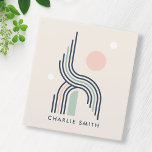 Retro abstract geometric art lines arches circles binder<br><div class="desc">Binder featuring geometric shapes and lines in retro colours and your custom name or text.</div>