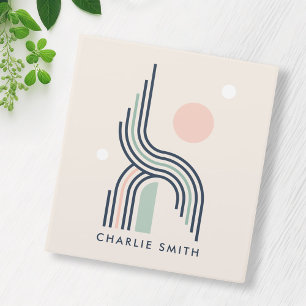 Retro abstract geometric art lines arches circles binder