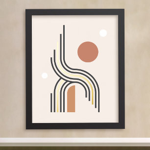 Retro abstract geometric art lines arches circles foil prints