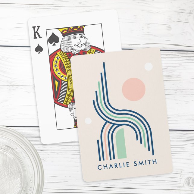 Retro abstract geometric art lines arches circles  playing cards (Retro abstract geometric art lines arches circles poker cards)