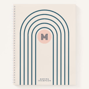 Retro Abstract Geometric Lines Arches Notebook