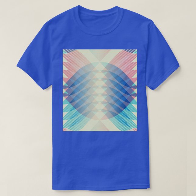 Retro Abstract Geometric Lines Shapes Red Blue Cre T-Shirt (Design Front)