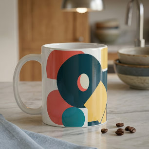 Retro Abstract Geometric Risograph Art Design Coffee Mug