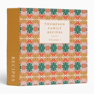 Retro Abstract Gold Green Custom Christmas Recipe Binder