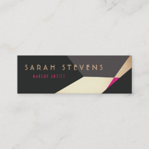 Retro Abstract Gold Makeup Artist Modern Edgey Mini Business Card