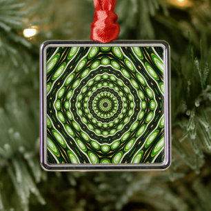 Retro Abstract Green Pattern Metal Ornament