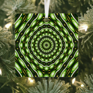 Retro Abstract Green Pattern Metal Ornament