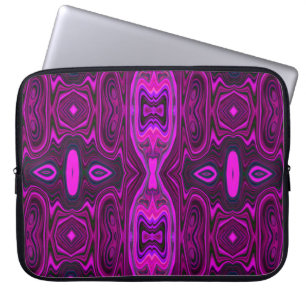 Retro Abstract Hot Pink and Magenta Pattern Laptop Sleeve