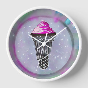 Retro Abstract Ice Cream Cone Clock