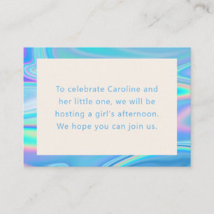 Retro Abstract Iridescent Blue Unique Baby Shower Enclosure Card