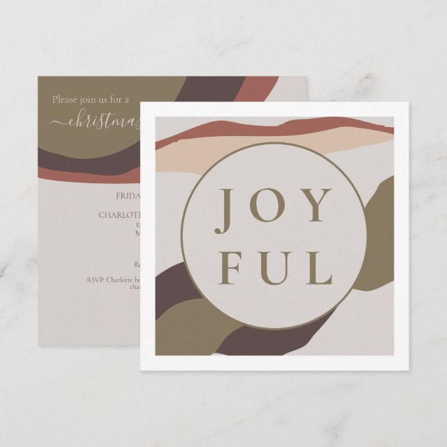 Retro Abstract Joyful Christmas Party Invitation (Front/Back)