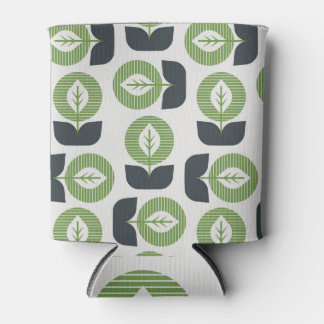 Retro Abstract Leaves: Seamless Vintage Style Can Cooler