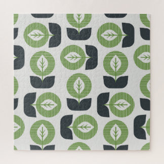 Retro Abstract Leaves: Seamless Vintage Style Jigsaw Puzzle