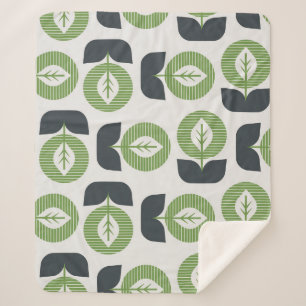 Retro Abstract Leaves: Seamless Vintage Style Sherpa Blanket
