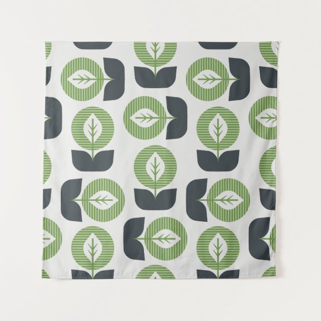 Retro Abstract Leaves: Seamless Vintage Style Tapestry (Front)