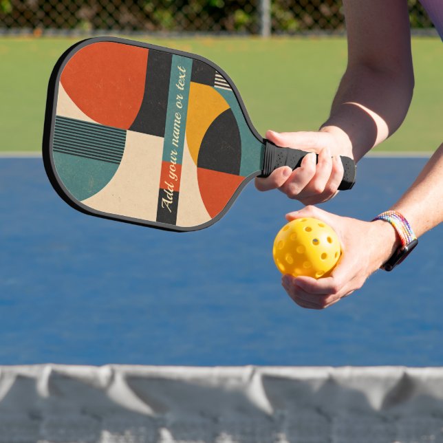 Retro Abstract Mid-Century Geometric Personalized Pickleball Paddle (Insitu)