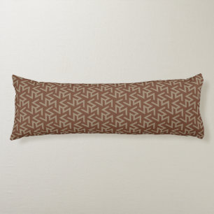 Retro Abstract Mid-Century Modern Pattern in Brown Body Pillow
