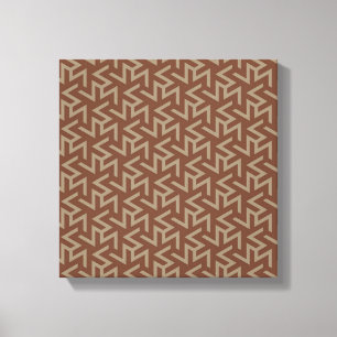Retro Abstract Mid-Century Modern Pattern in Brown Canvas Print