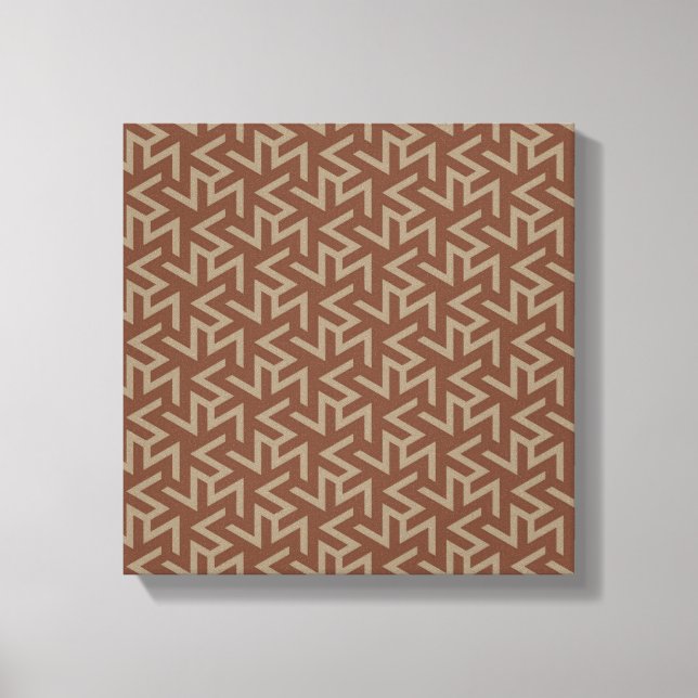 Retro Abstract Mid-Century Modern Pattern in Brown Canvas Print (Front)