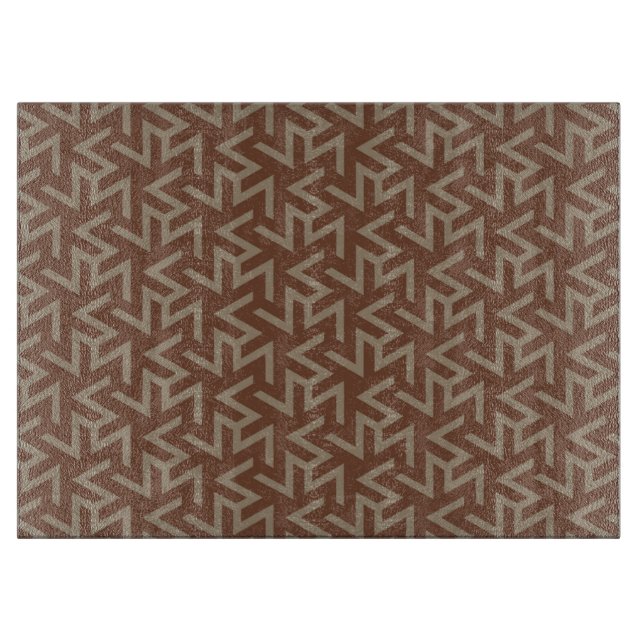 Retro Abstract Mid-Century Modern Pattern in Brown Cutting Board (Front)