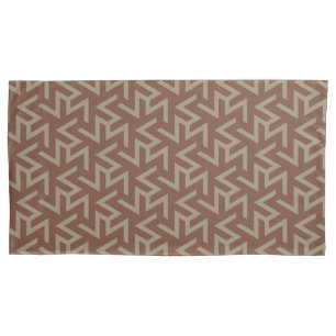 Retro Abstract Mid-Century Modern Pattern in Brown Pillowcase