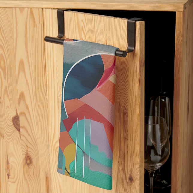 Retro abstract minimalist art  kitchen towel (Thirds Fold)