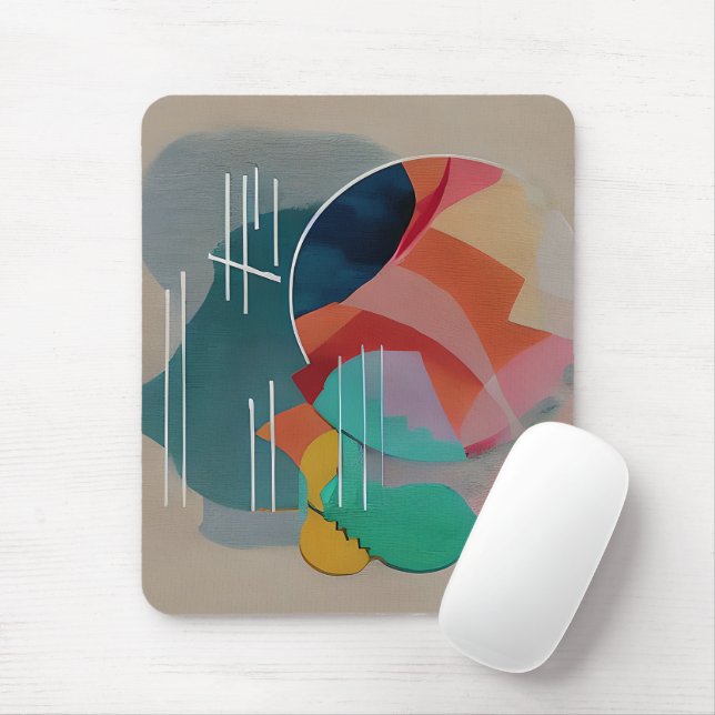 Retro abstract minimalist art  mouse pad (With Mouse)