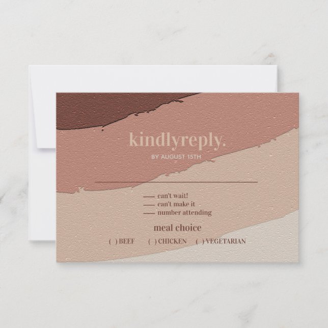 Retro Abstract Minimalist Ivory  Dusty Rose RSVP Card (Front)