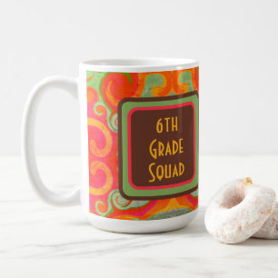 Retro Abstract Modern Teacher Initial Class Squad Coffee Mug