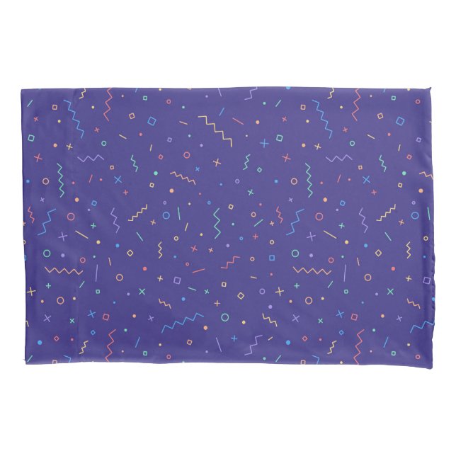 Retro Abstract Neon Pattern Pillowcase (Front-Left)