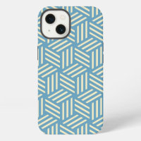 Retro Abstract Optical Illusion Cubes Pattern Blue