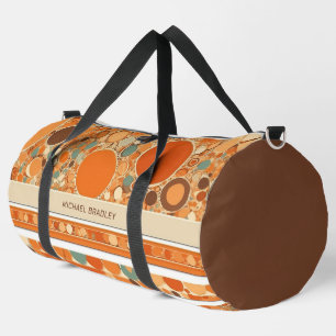 Retro Abstract Orange Circle Pattern Personalized Duffle Bag