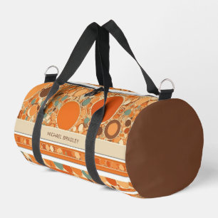 Retro Abstract Orange Circle Pattern Personalized Duffle Bag