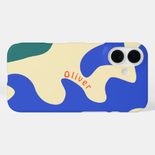 Retro Abstract Organic Shaped Personalized Name iPhone 16 Case