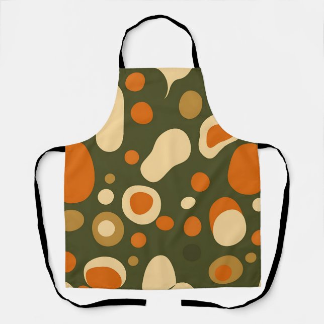 Retro Abstract Organic Shapes Pattern Apron (Front)