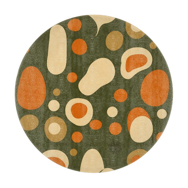 Retro Abstract Organic Shapes Pattern Cutting Board (Front)