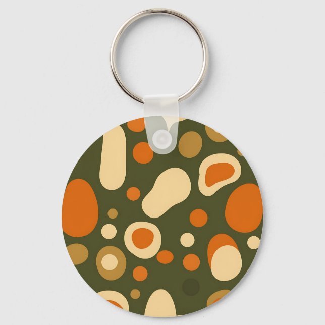 Retro Abstract Organic Shapes Pattern Keychain (Front)