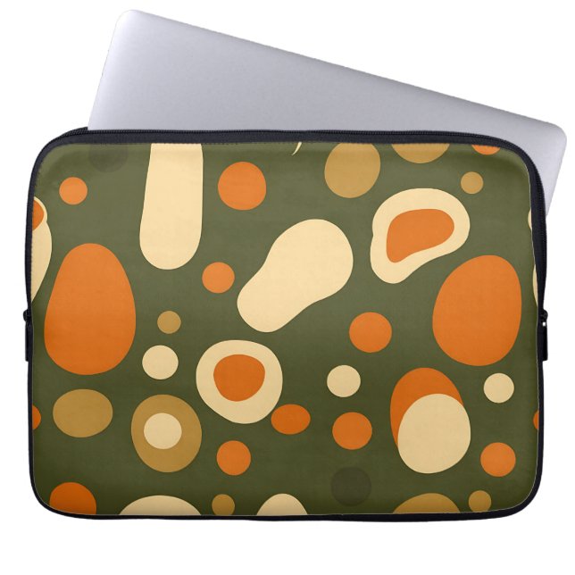 Retro Abstract Organic Shapes Pattern Laptop Sleeve (Front)