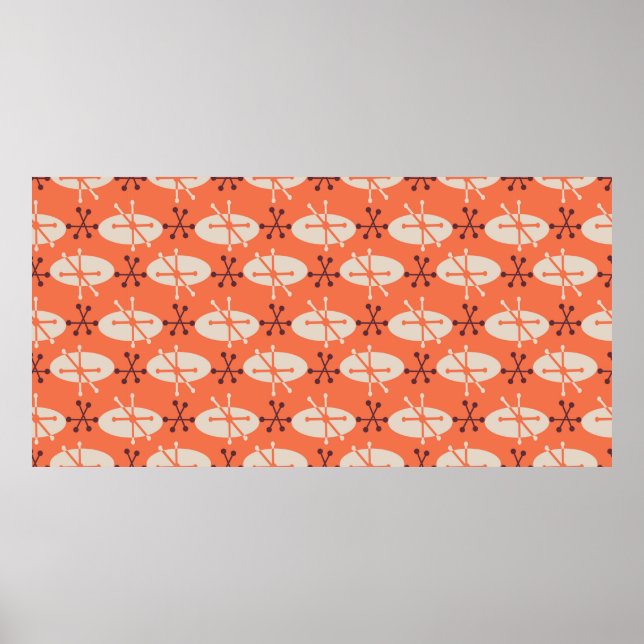 Retro abstract oval and star burst seamless patter poster (Front)