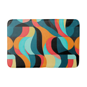 RETRO Abstract Pattern Colorful Mid Century Modern Bath Mat
