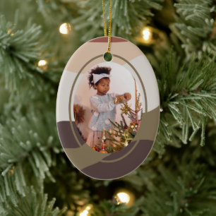 Retro Abstract Photo Christmas Ceramic Ornament