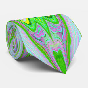 Retro Abstract Pink, Lime Green and Aqua Pattern Tie