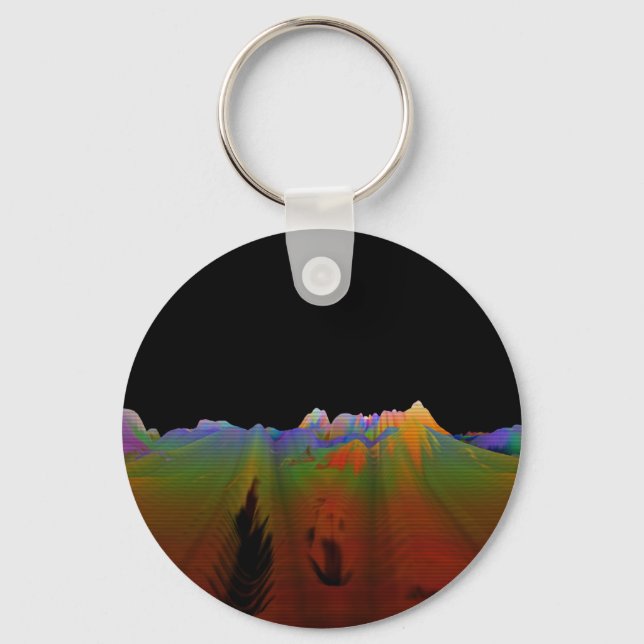 Retro Abstract Polygonal Landscape Keychain (Front)