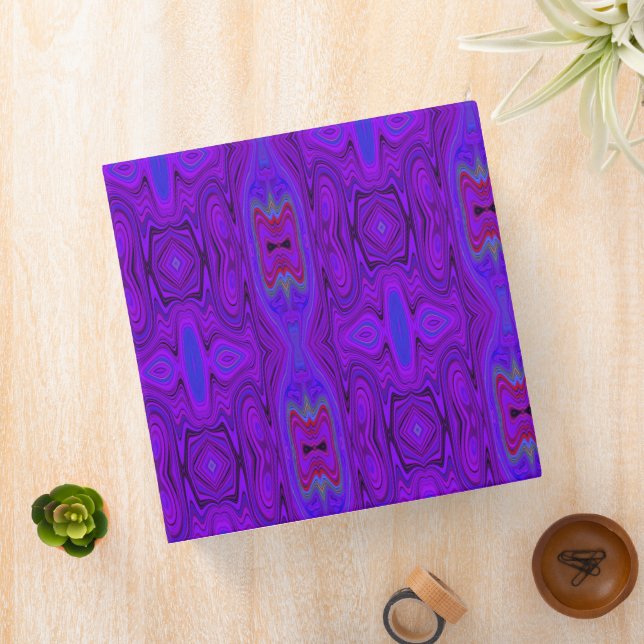 Retro Abstract Purple and Royal Blue Pattern Binder (In Situ)