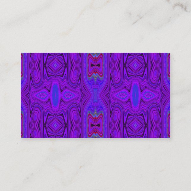 Retro Abstract Purple and Royal Blue Pattern Business Card (Front)